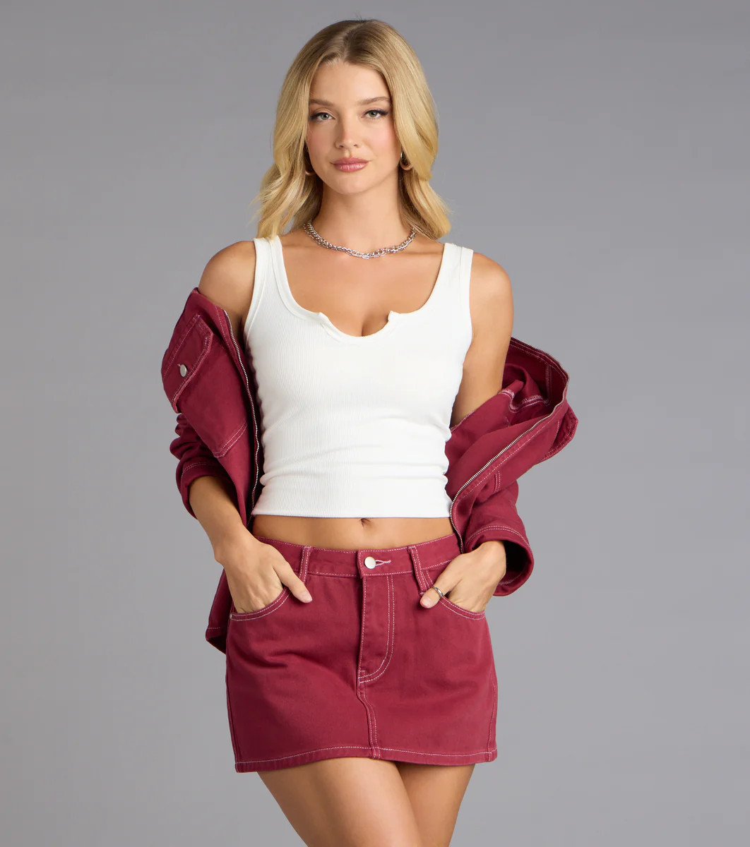 Match Point Mid-Rise Denim Skort | Windsor Stores