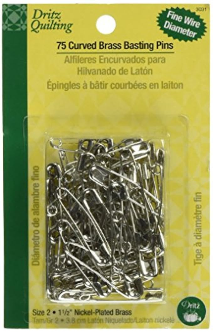 Dritz 3031 Size 2 Quilting Brass Curved Basting Pins, 75-Pack | Amazon (US)