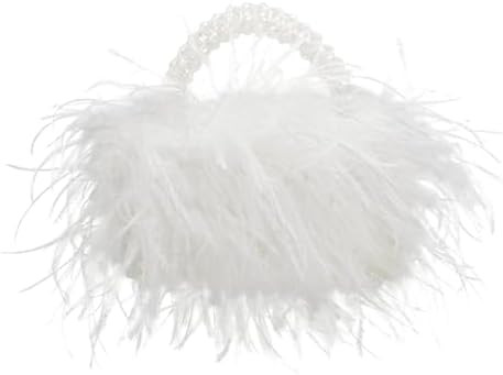 Miuco Real Natural Ostrich Feather Beaded Handbags For Women Handmade Evening Bags Clutch Purse | Amazon (US)