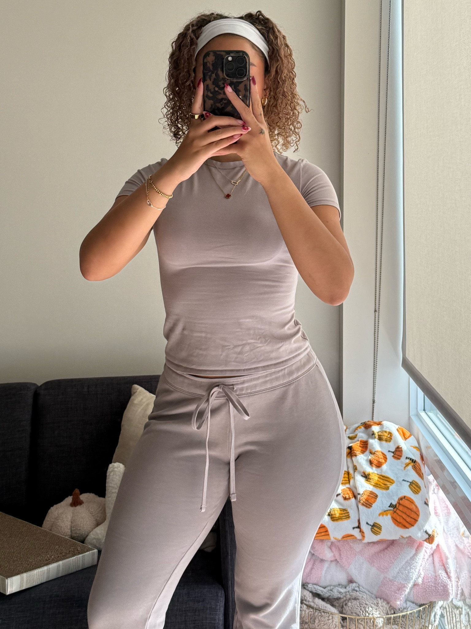 purple top: medium 
pants: large 

#LTKActive #LTKSeasonal #LTKHome