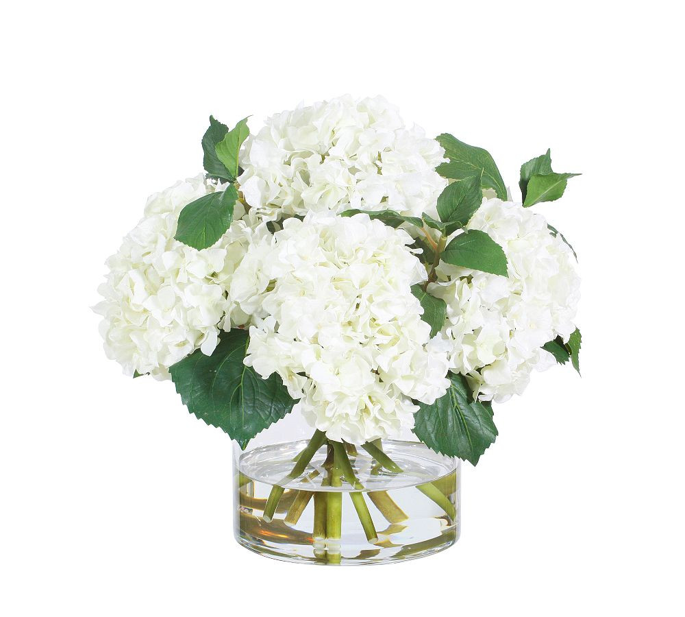 Faux Green Hydrangea In Glass Vase | Pottery Barn (US)