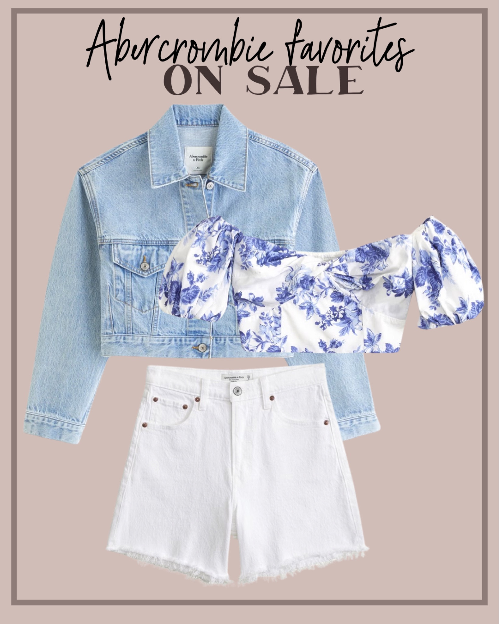 Abercrombie spring outfit white denim shorts off shoulder too size xs cropped denim jacket 

#LTKfindsunder50 #LTKsalealert