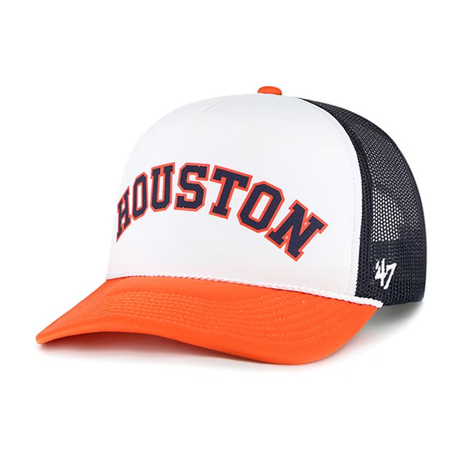 Men's Houston Astros '47 White Foam Front Script Trucker Snapback Hat | MLB Shop