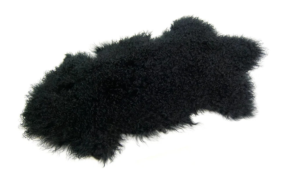 Barberry Mongolian Handmade Sheepskin Black Area Rug | Wayfair North America