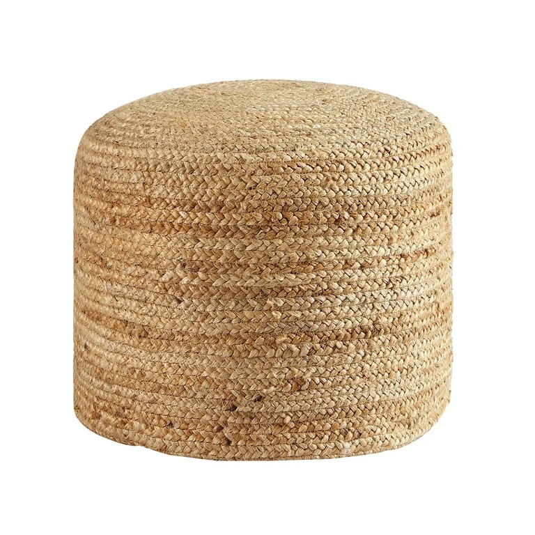 MoDRN Solid Print Hand Woven Jute Floor Pouf, Natural | Walmart (US)