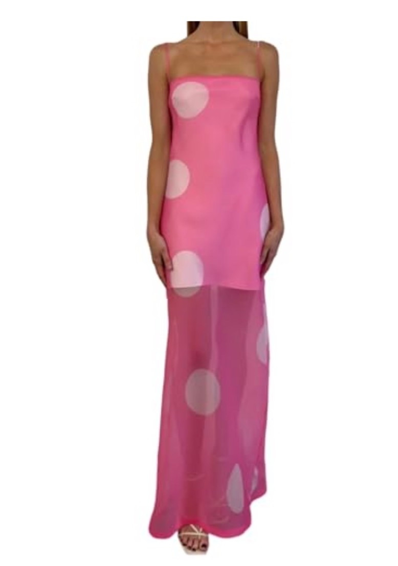 Pink polkadot mini dress with sheer detailing to make it look like a maxi dress on Amazon for $20 perfect for wedding or beach vacation

#LTKTravel #LTKootd #LTKWedding