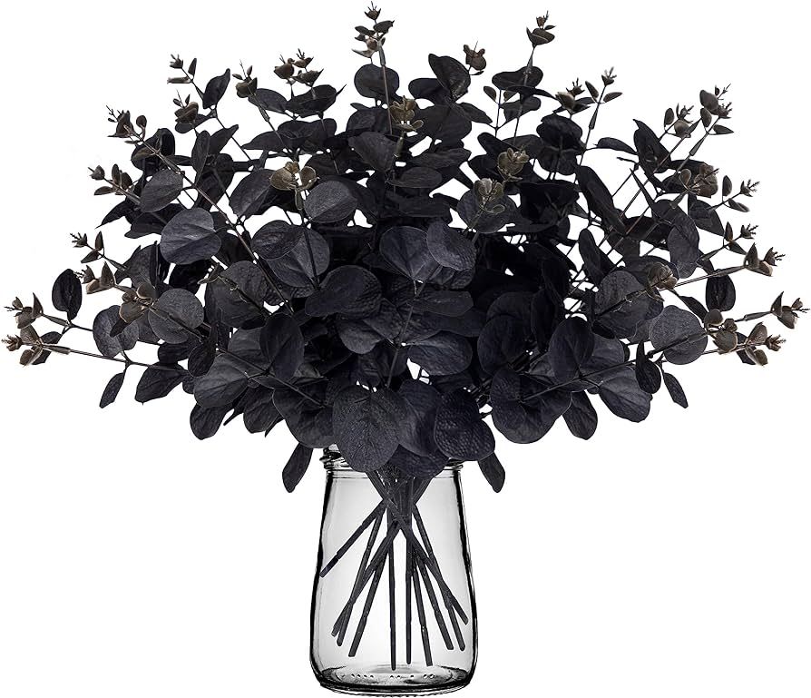Yen Jean 14PCS Black Halloween Decor Artificial Flowers: Eucalyptus Branches Stems Table Centerpi... | Amazon (US)