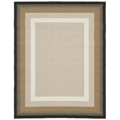Style Selections  Neutral Border 8 x 10 Neutral Indoor/Outdoor Border Coastal Area Rug | Lowe's