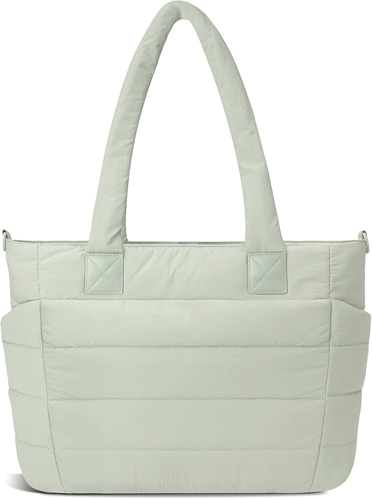 Tote Bag for Women Puffer Work Tote Handbag Large Quilted Nurse Bag with Zipper for Travel | Amazon (US)