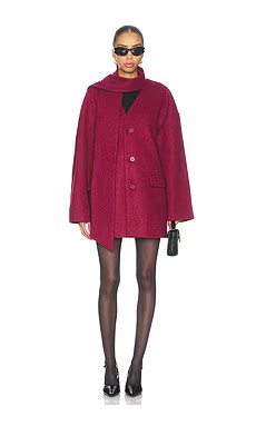 ALL THE WAYS Stevie Scarf Coat in Burgundy from Revolve.com | Revolve Clothing (Global)