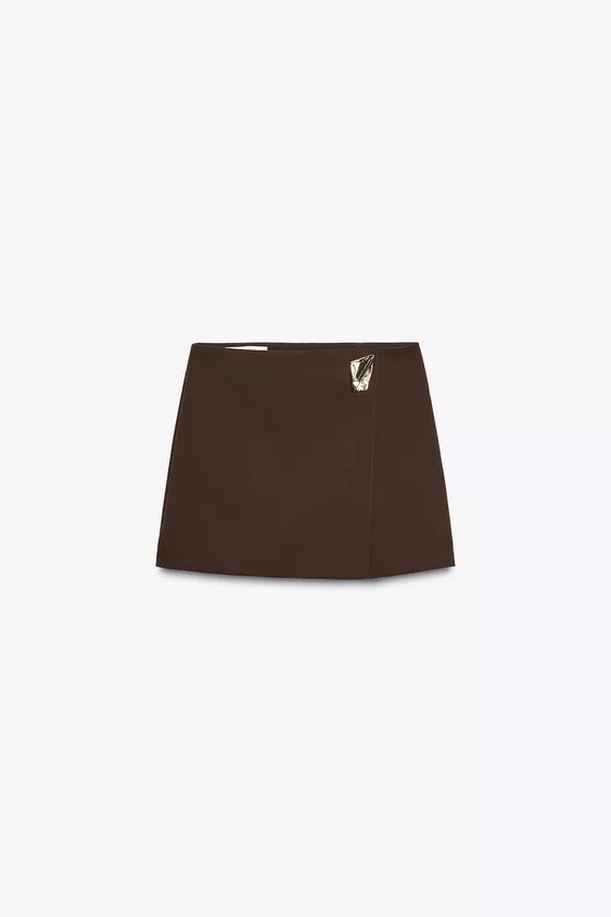 ASYMMETRICAL CULOTTE SKIRT WITH APPLIQUE | Zara US