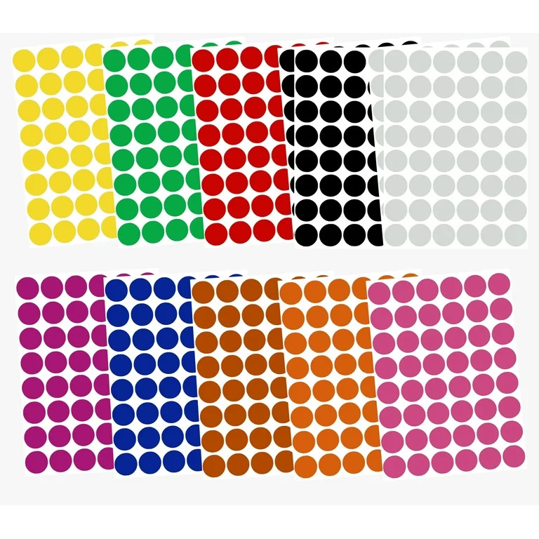Royal Green Color Coding Labels 3/4" diameter (11/16 - 17mm) Round Dot Stickers in Black, White, ... | Walmart (US)