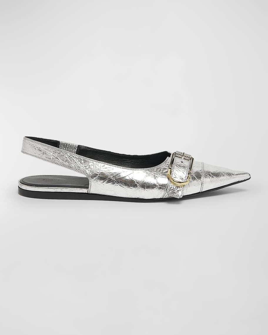 Givenchy Voyou Metallic Buckle Slingback Ballerina Flats | Neiman Marcus