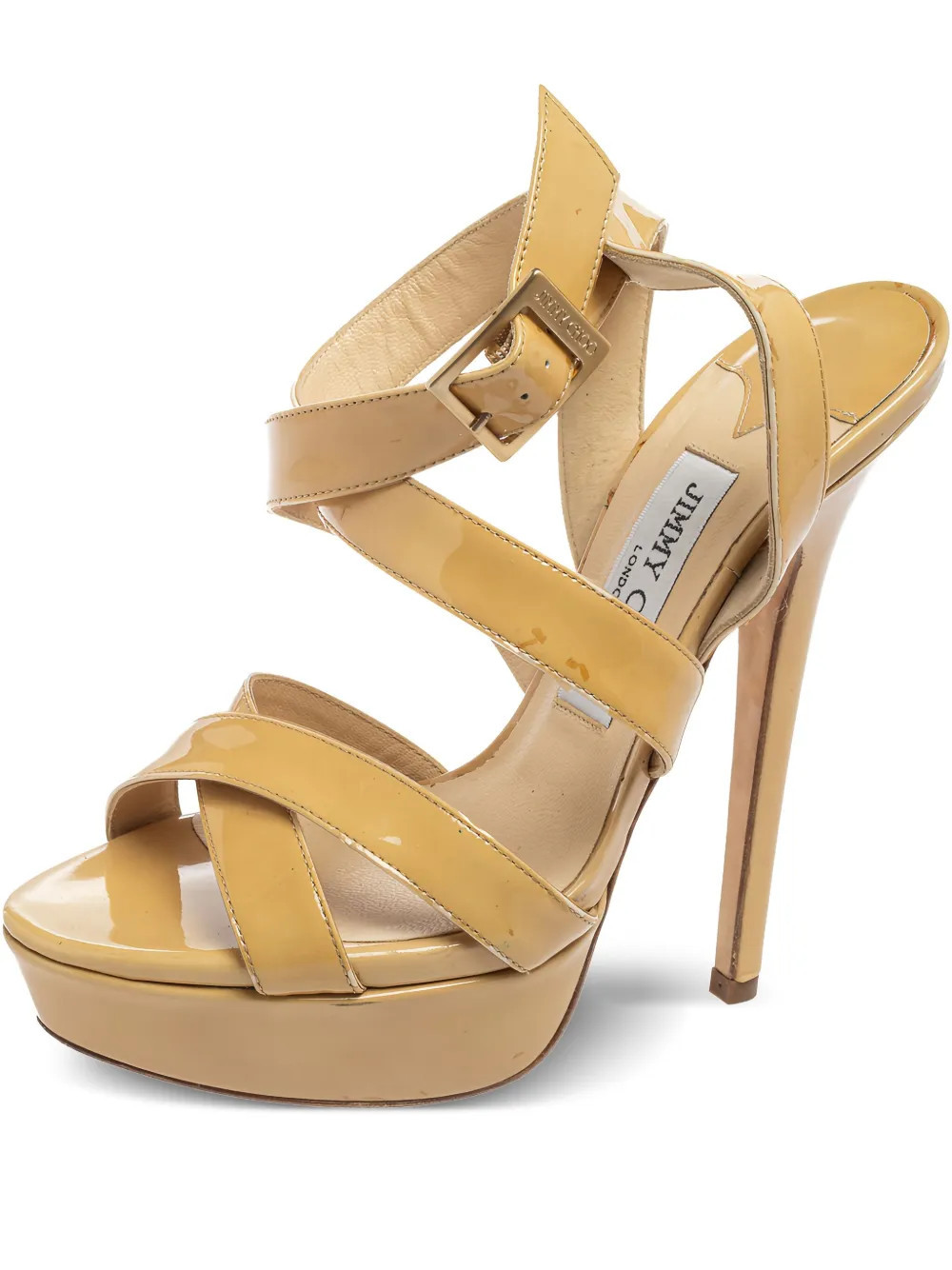Jimmy Choo Pre-Owned 150mm strappy platform sandals - Neutrals | Farfetch Global
