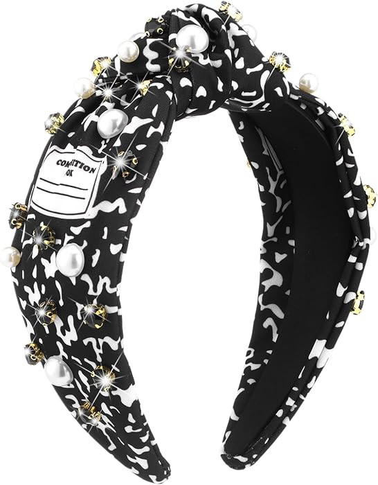Composition Notebook Knotted Teacher Headband for Girls Women Pearl Crystal Embellished Headband for Graduation Gifts First Day of School Teacher Appreciation Gifts Back to School | Amazon (US)