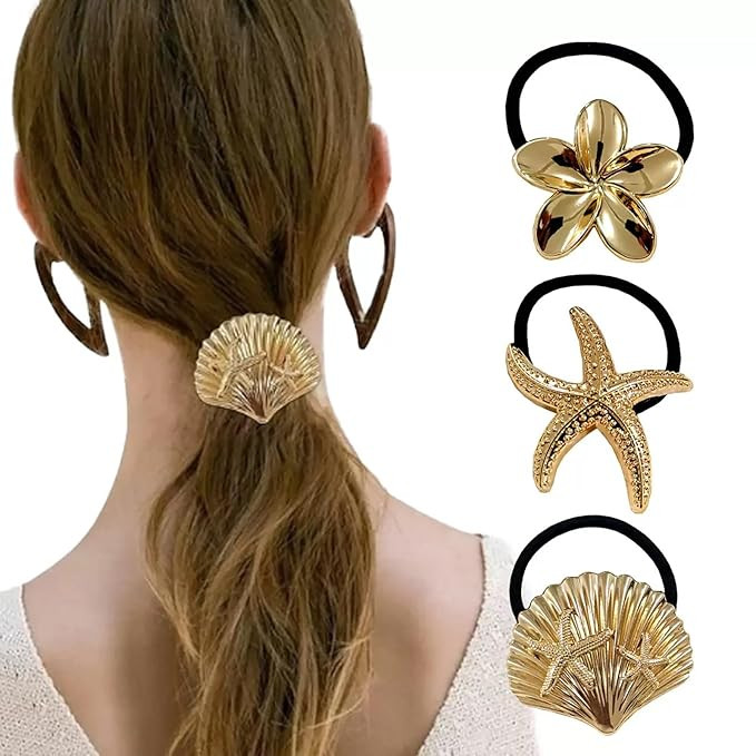 3 PCS Metal Hair Ties Gold Hair Cuffs Hair Accessories Headbands for Women Ponytail Holders Stret... | Amazon (US)