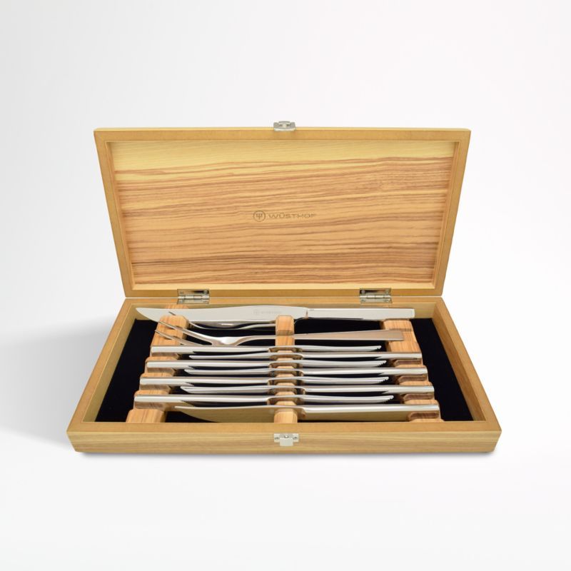 Wüsthof Mignon Stainless Olivewood 10-Piece Steak and Carving Set + Reviews | Crate and Barrel | Crate & Barrel