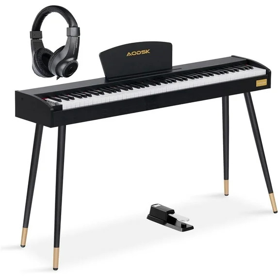 AODSK 88-Key Digital Piano for Beginners, Full-Size Electric Keyboard with Stand, Pedal & Headpho... | Walmart (US)
