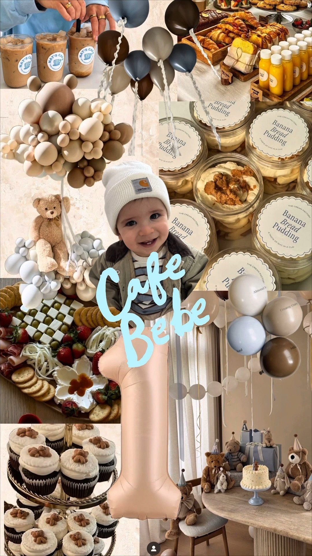 At home cafe theme birthday party 🩵🤎🐻🥐☕️

#LTKbaby #LTKkids