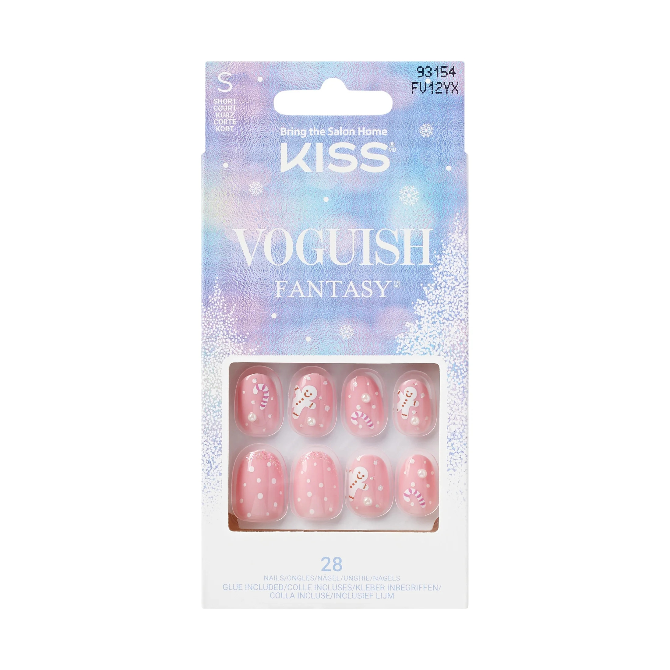 KISS Voguish Fantasy Holiday, Press on Nails, Happy Mittens, Pink, Short Oval, 28 Count | Walmart (US)