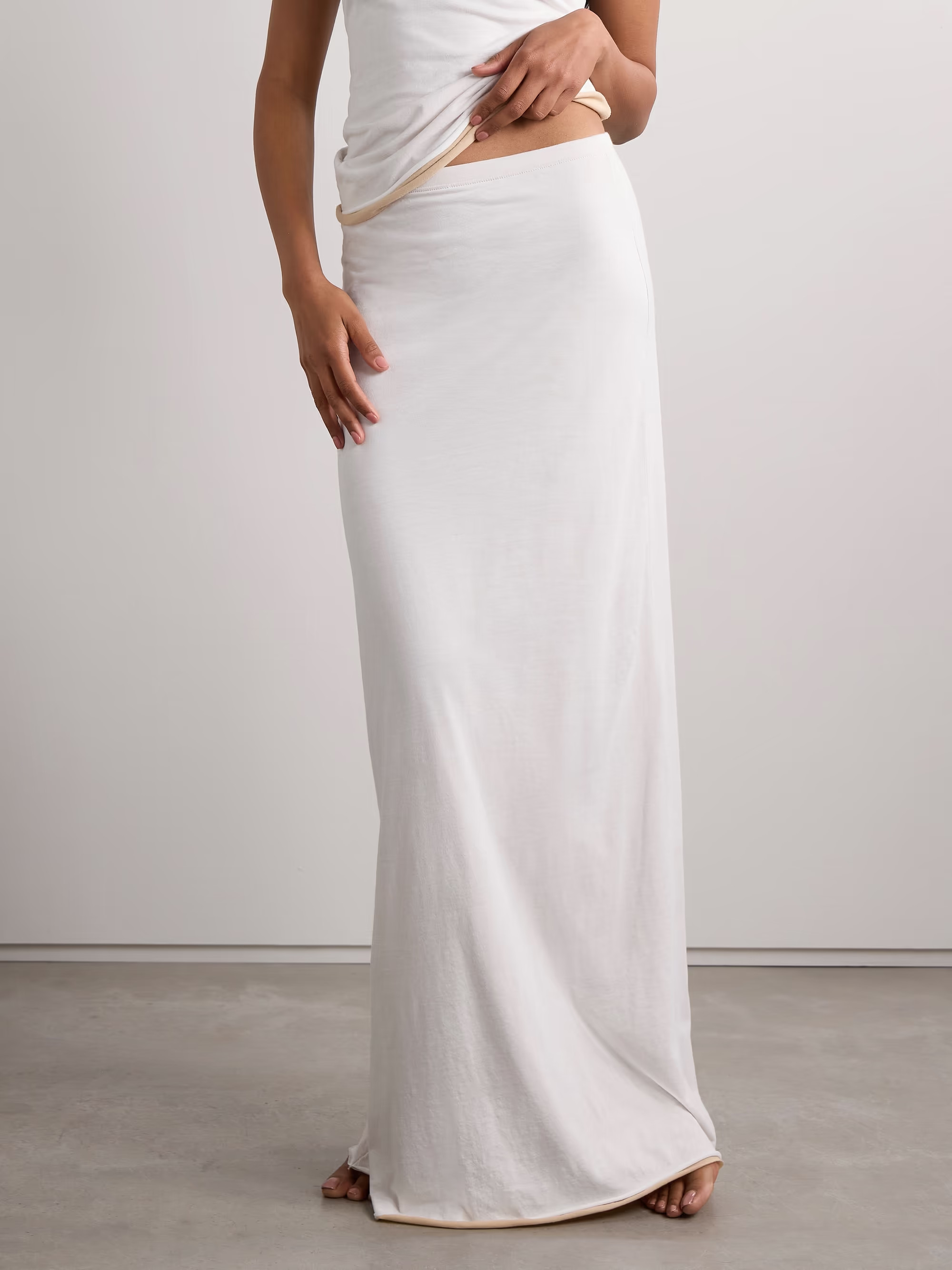 Layered organic Pima cotton-jersey maxi skirt | NET-A-PORTER (UK & EU)