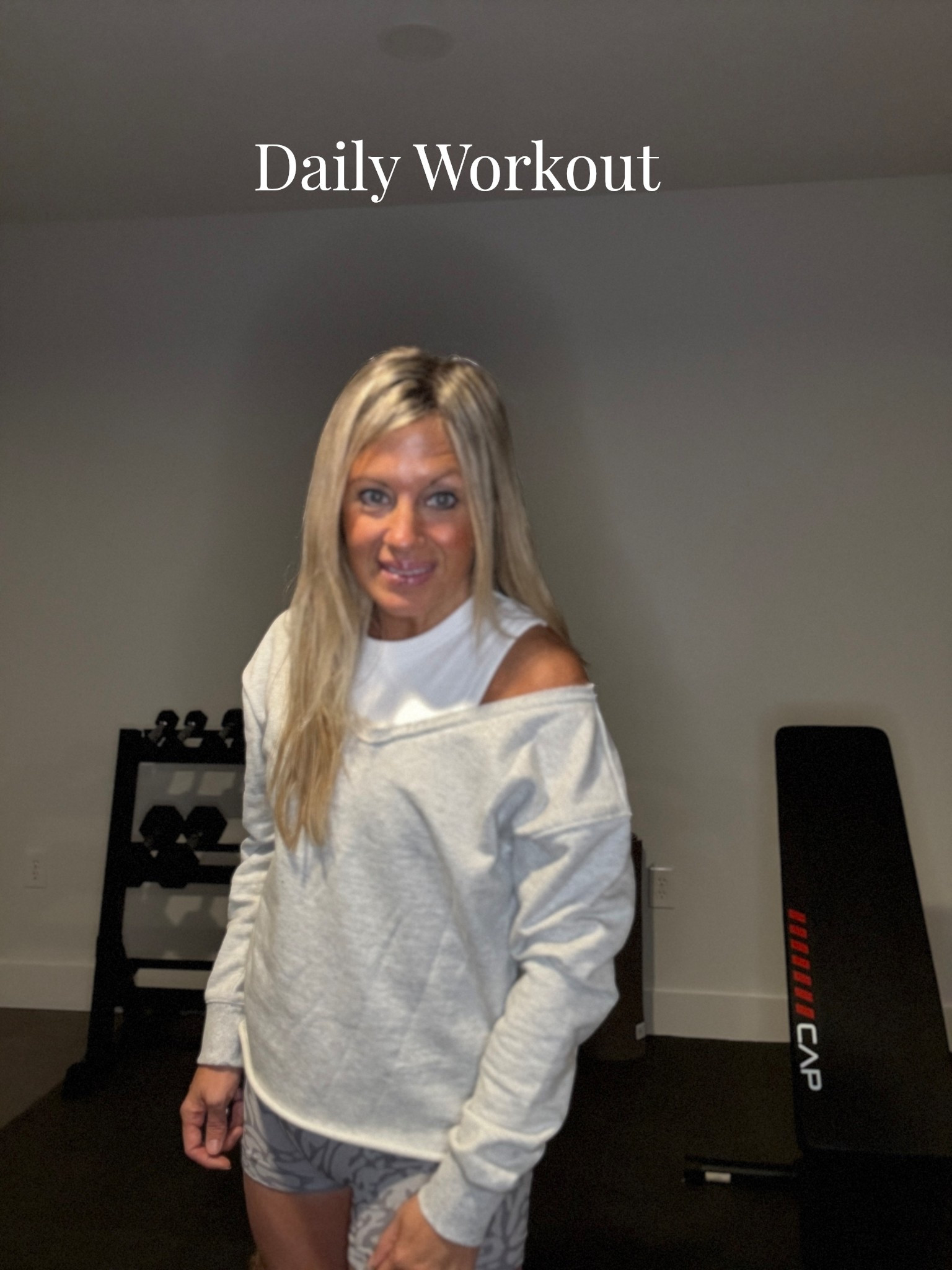 Workout Before Work Weekly Goal ✔️ Goal 4 out of 5 days complete🎉
Today’s Workout 🏋️‍♂️ 
Chest • Back • Triceps (45–50 min)

Warm-Up (5 min)
	•	Arm circles – 30 sec each direction
	•	Resistance band pull-aparts – 15 reps
	•	Light push-ups or incline push-ups – 10 reps

⸻

🔥 Main Workout

Superset 1 (3 rounds)
	•	Dumbbell Chest Press – 12 reps
	•	Bent-Over Dumbbell Rows – 12 reps

Superset 2 (3 rounds)
	•	Incline Dumbbell Chest Fly – 10–12 reps
	•	Lat Pulldown or Assisted Pull-Ups – 10 reps

Superset 3 (3 rounds)
	•	Tricep Dips or Bench Dips – 12 reps
	•	Tricep Kickbacks – 12 reps each arm
Finish with a 20 minute walk alternating incline.  
Sweatshirt and tank linked. #ad 

#LTKfitnessgoals #LTKActive #LTKselfcare