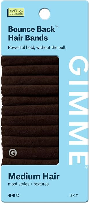Gimme Beauty Medium Hair Bands - Patent-Pending Seamless Nylon & Spandex Ties for All Hair Types - No-Snag, Zero-Dent Ponytail Holders - Everyday-Wear Tie - Dark Brown, 12 Pack | Amazon (US)