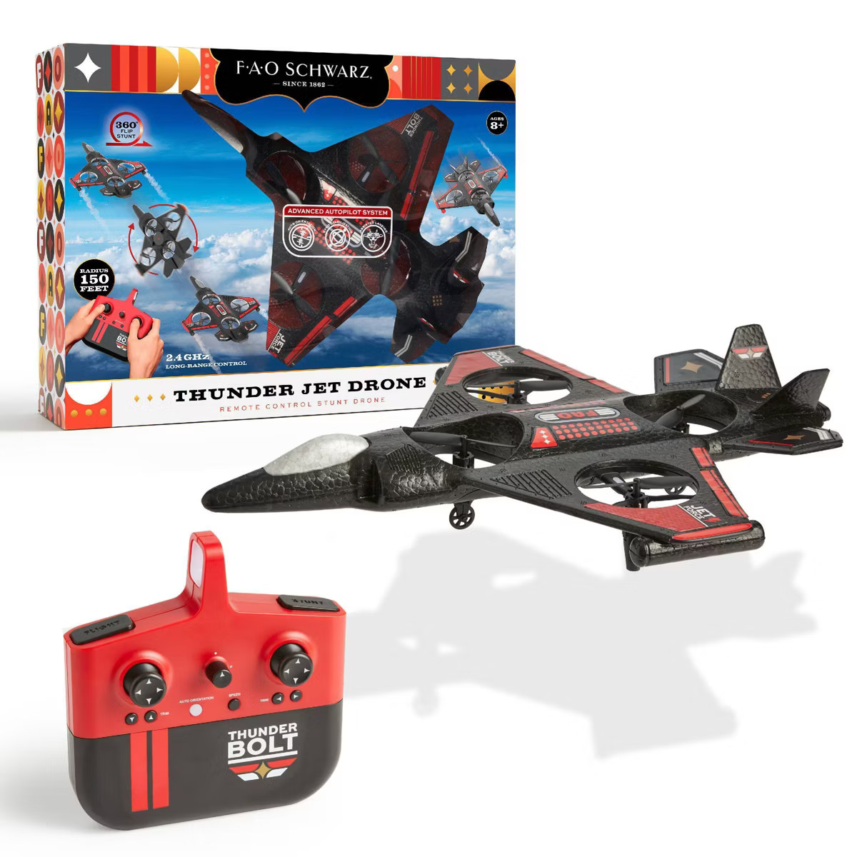 FAO Schwarz Thunderbolt Jet X2 Drone: Beginner Remote Control with Rechargeable Battery for Indoo... | Target