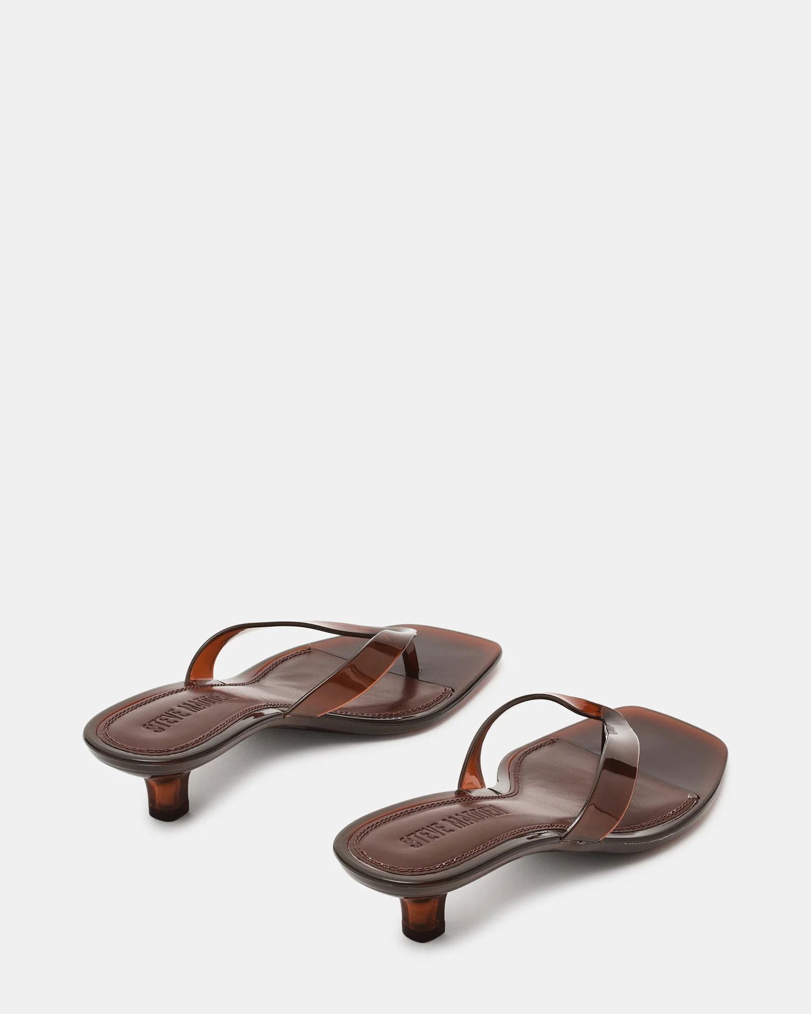 TRACIE Jelly Dark Brown Thong Strap Women's Kitten Heel | Steve Madden (US)
