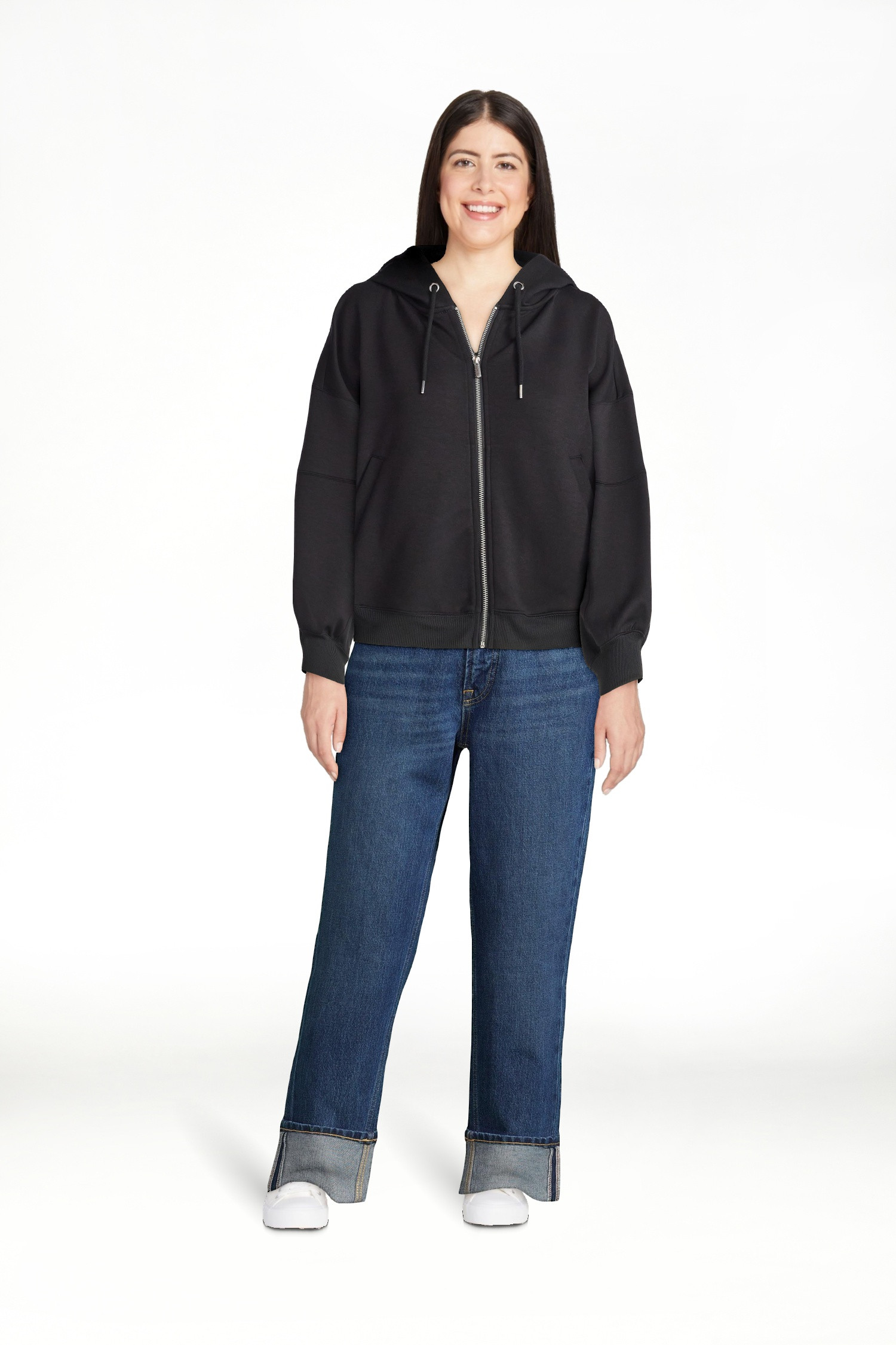 Scoop Women's and Women's Plus New Scubaknit Barrel Zip Hoodie, Sizes XS-4X | Walmart (US)