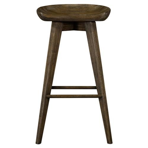 Parnel Rustic Lodge Dark Brown Solid Wood Swivel Backless Counter Stool | Kathy Kuo Home