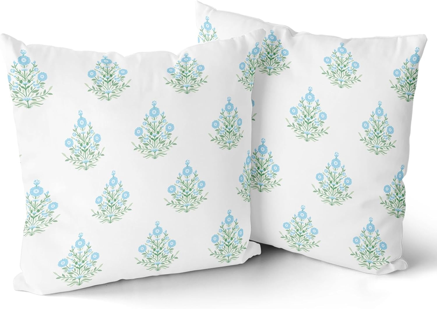 Giwawa Baby Blue Floral Pillow Covers 18x18 Inch Set of 2 Blue Green Flower Leaves Print Decorati... | Amazon (US)