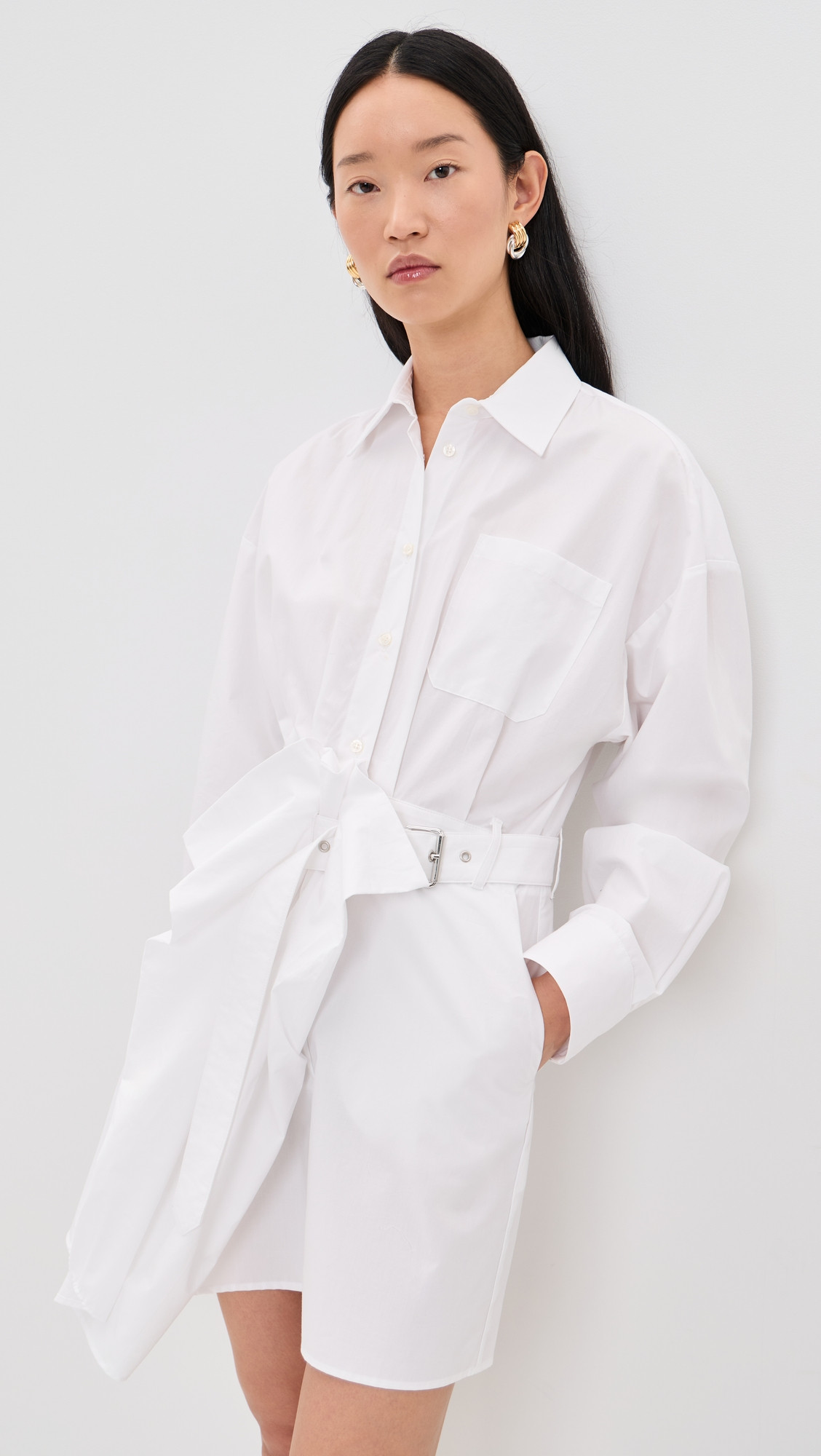 MSGM Long Sleeve Mini Dress White 46 | Shopbop