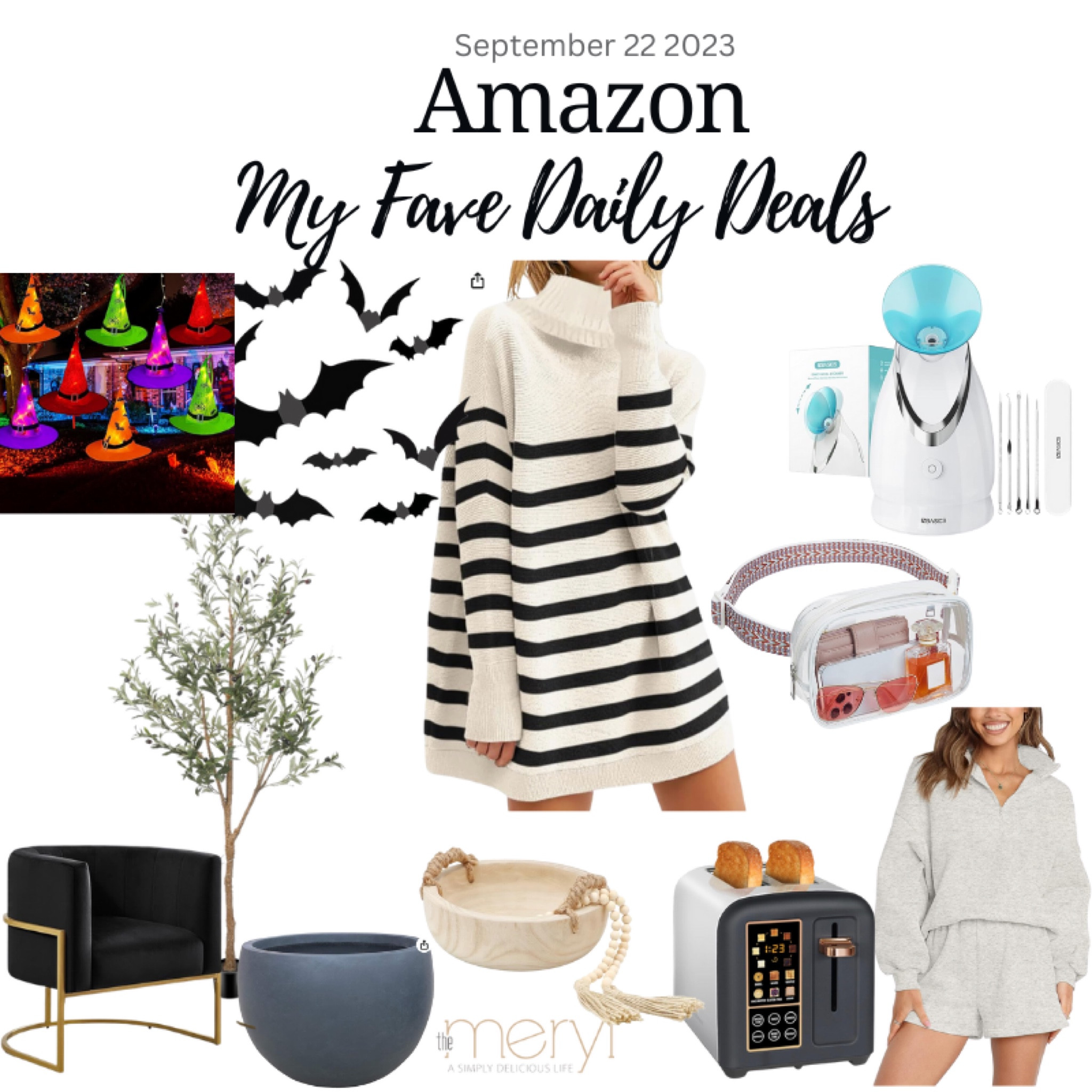 Amazon Deals 9.22.23
Lighted Witches Hats Halloween Bars Accent Chair Olive Tree Cement Planter Decorative Bowl Clear Belt Bag Lounge Set Seedeem LCD Toaster Facial Steamer Oversized Turtleneck Sweater

#LTKstyletip #LTKhome #LTKsalealert