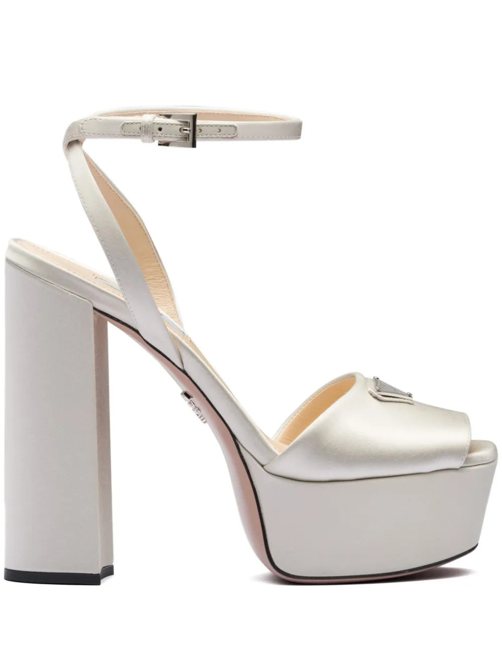 Prada Logo Plaque 135mm Platform Sandals - Farfetch | Farfetch Global