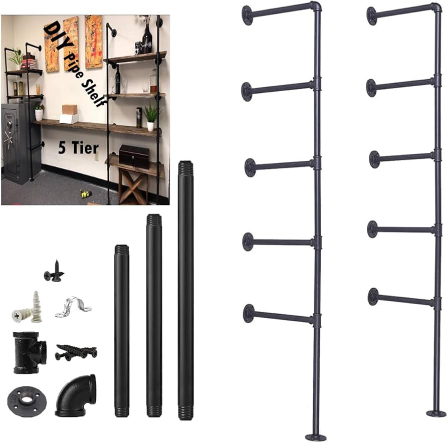 Industrial Wall Mount Iron Pipe Shelf Shelves Shelving Bracket Vintage Retro Ceiling Hung shelf D... | Amazon (US)