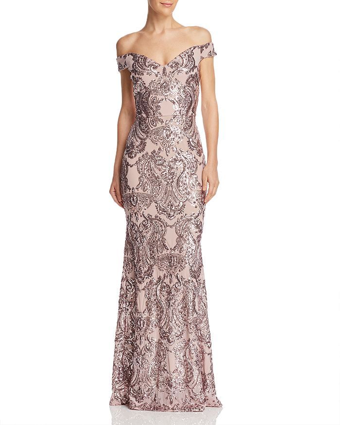 AQUA
            
    
                
                    Sequined Off-the-Shoulder Gown - 100%... | Bloomingdale's (US)