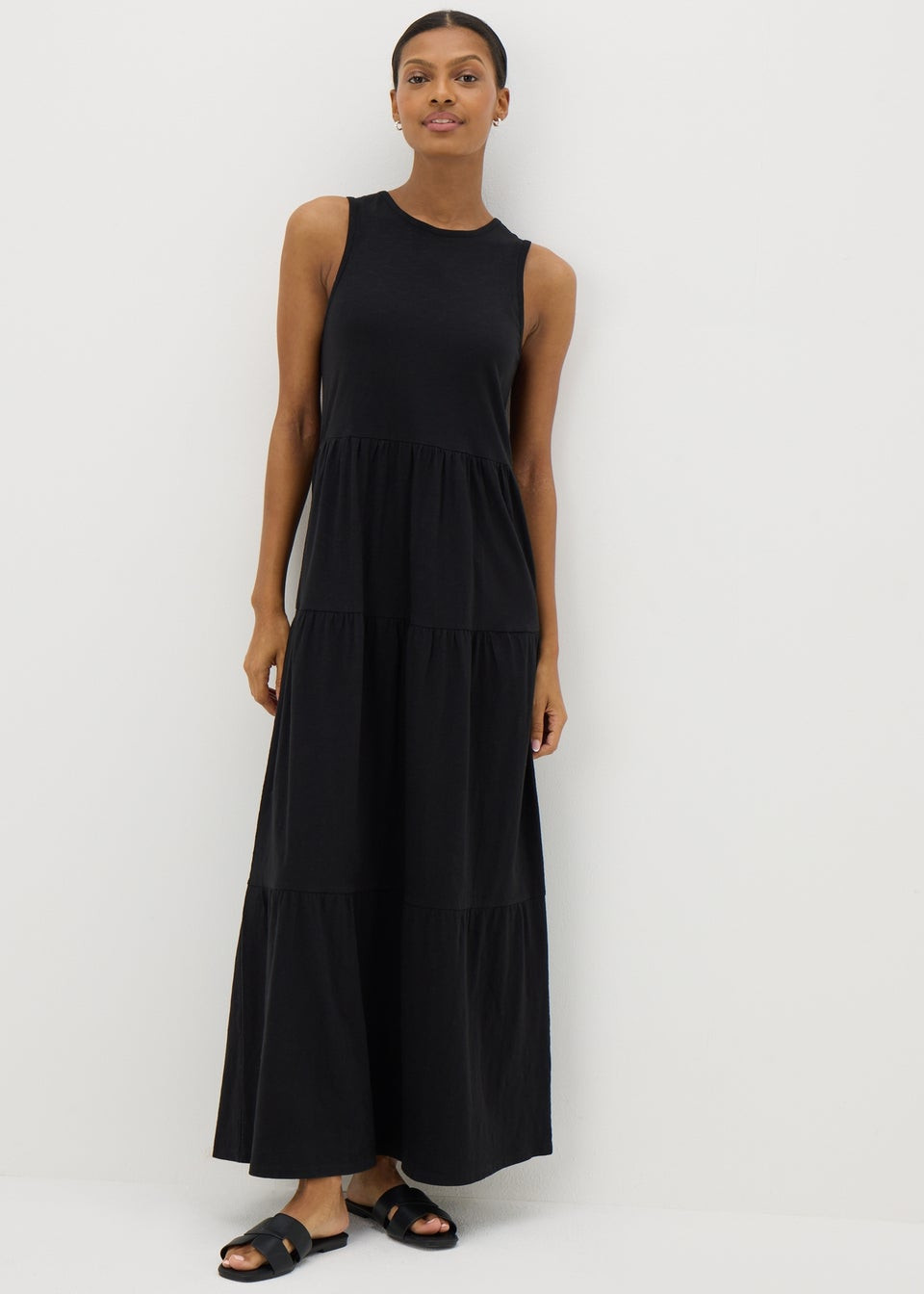 Black Sleeveless Tiered Dress - Size 14 | Matalan (UK)