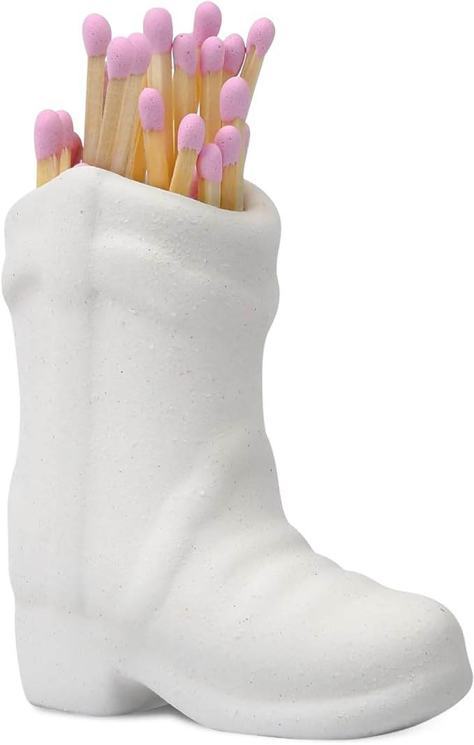 Cowboy Boot Match Holder With Striker - Coastal Home Ceramic Cowgirl Boot Decor Aesthetic Small C... | Amazon (US)