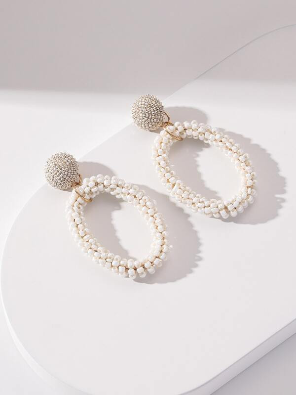 Bead Oval Decor Drop Earrings SKU: sj2208065149990000(100+ Reviews)$1.80Make 4 payments of $0.45 ... | SHEIN