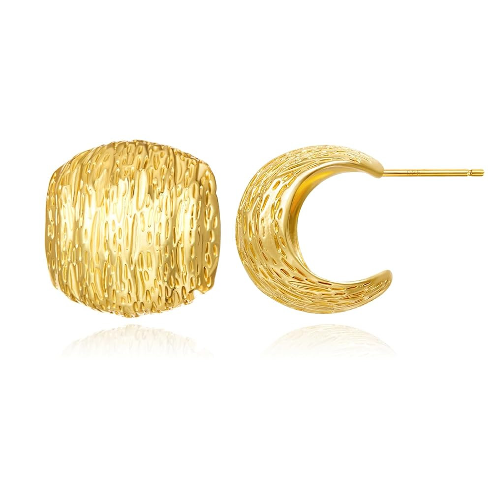 Cicy Bell Chunky Earrings for Women Imitation Gold Plating Minimalist Textured Vintage Large Stat... | Amazon (US)