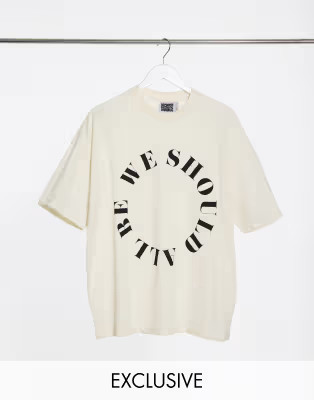 Reclaimed Vintage inspired unisex t-shirt with circular logo print in ecru | ASOS (Global)