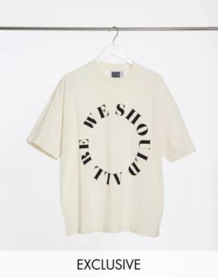 Reclaimed Vintage inspired unisex t-shirt with circular logo print in ecru | ASOS (Global)