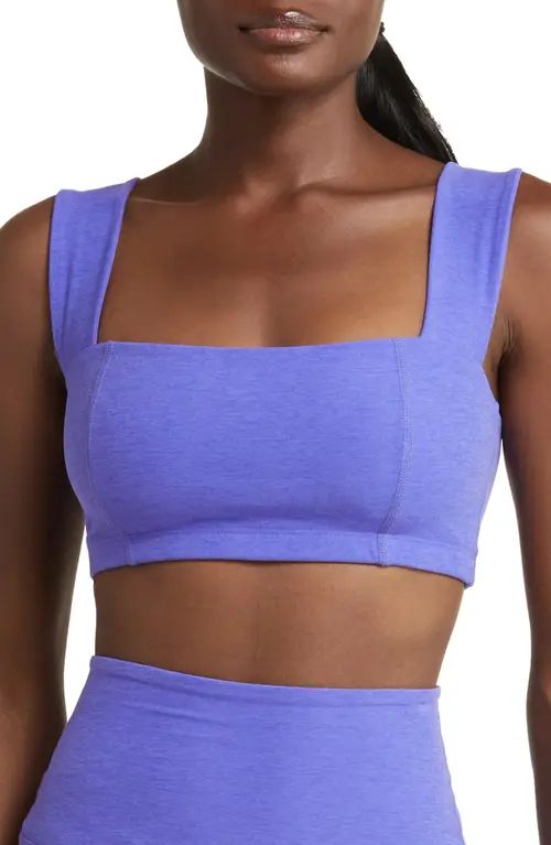 Beyond Yoga Space Dye Square Neck Sports Bra in Ultra Violet Heather at Nordstrom, Size Large | Nordstrom