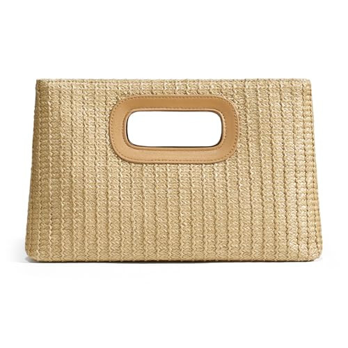 CHUNLI Chic Straw Clutch Purses for Women with Top Handle Summer Bag, Ideal Vacation Handbags and Woven Boho Beach Bags | Amazon (US)