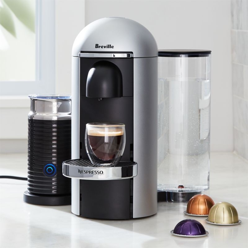 Nespresso by Breville Vertuo Deluxe Plus Silver Coffee Maker Bundle + Reviews | Crate and Barrel | Crate & Barrel