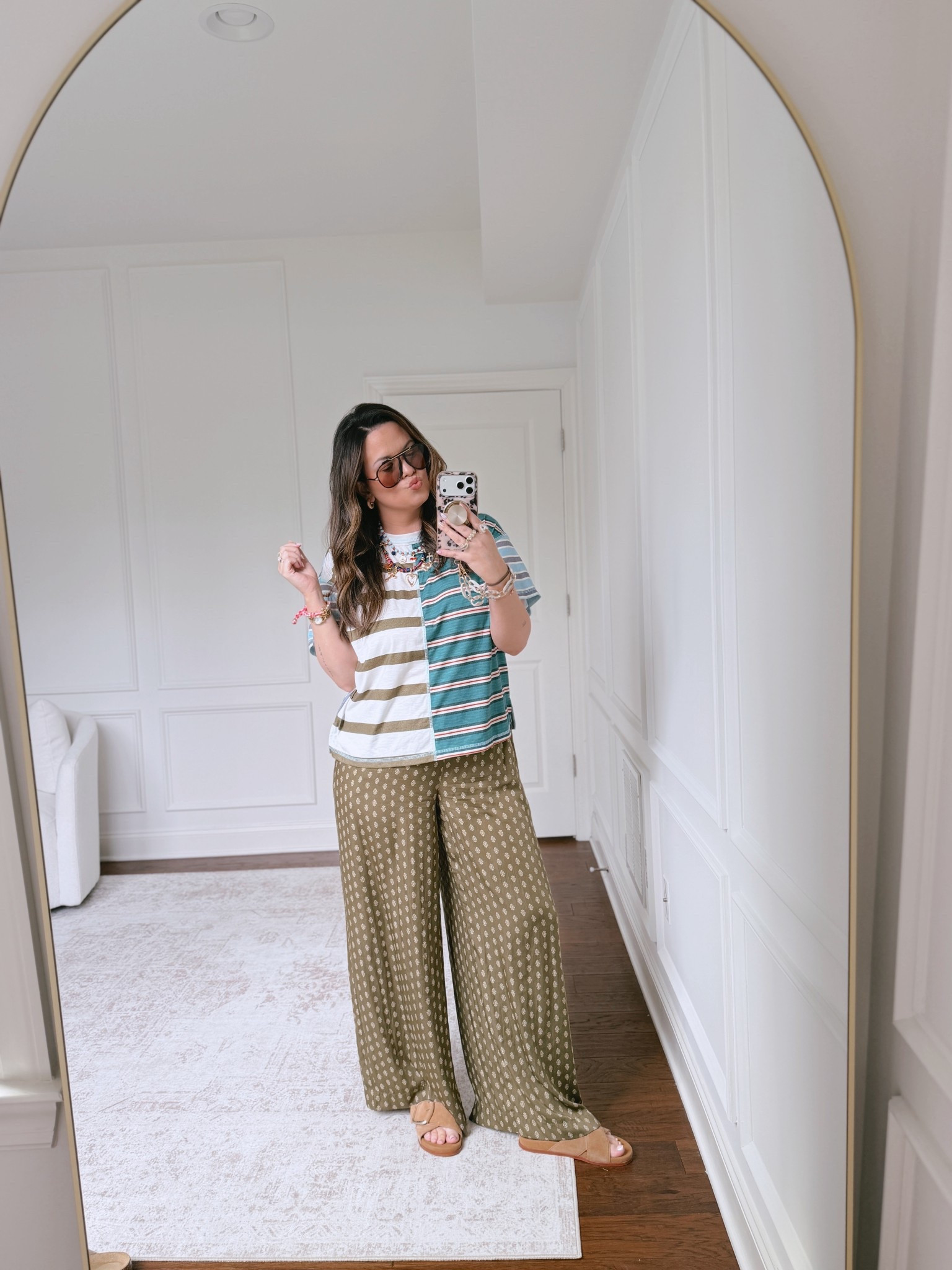 Wearing a large in the tee and an XL in the pants 

#LTKMidsize #LTKmomlife #LTKootd