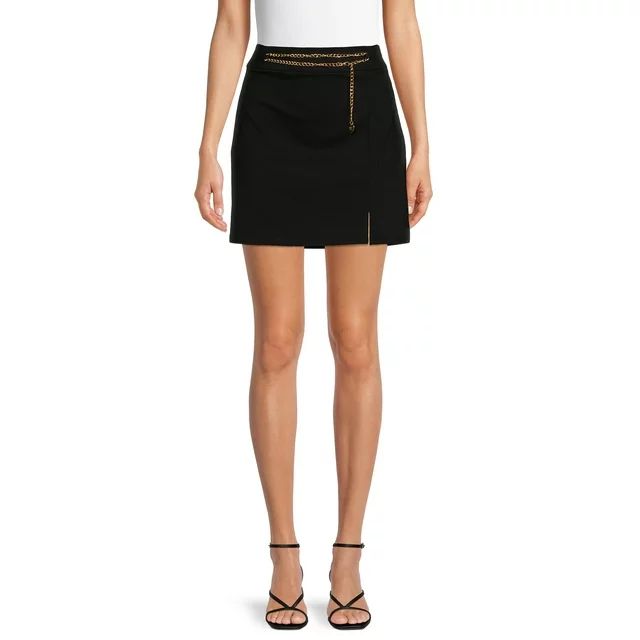 Madden NYC Juniors Slit Mini Skirt with Removable Chain Accent | Walmart (US)