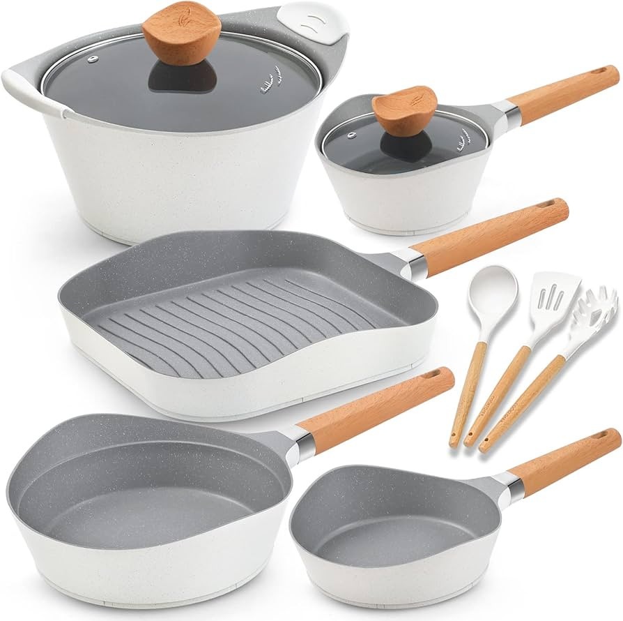 Nonstick Cookware Set 12 Piece, Ultra Non-Stick Pots And Pans Set, Induction Cooking Set w/Frying... | Amazon (US)