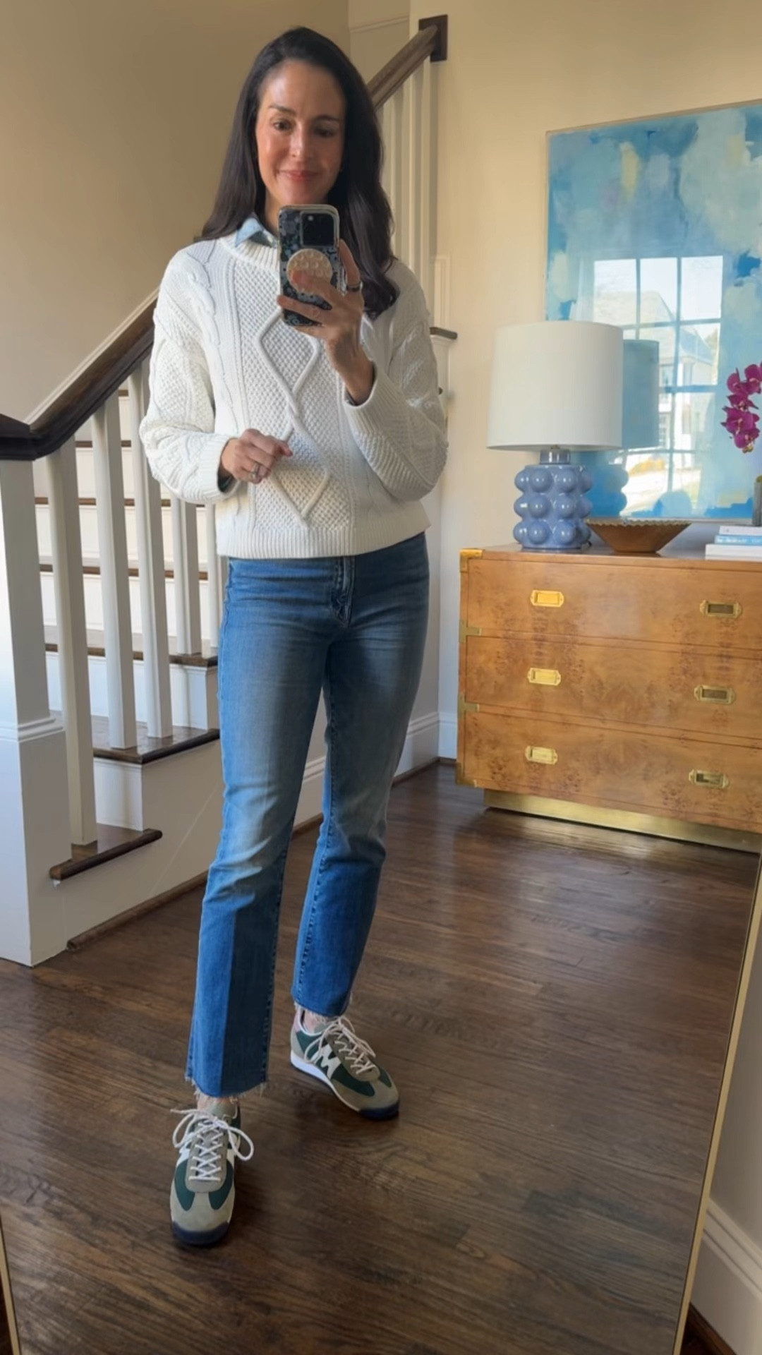 I own a closet full of Quince sweaters and love them all. 
Sweater- small
Jeans- fit TTS, but have some stretch, so if between sizes, order down

#LTKFindsUnder50 #LTKShoeCrush #LTKFindsUnder100